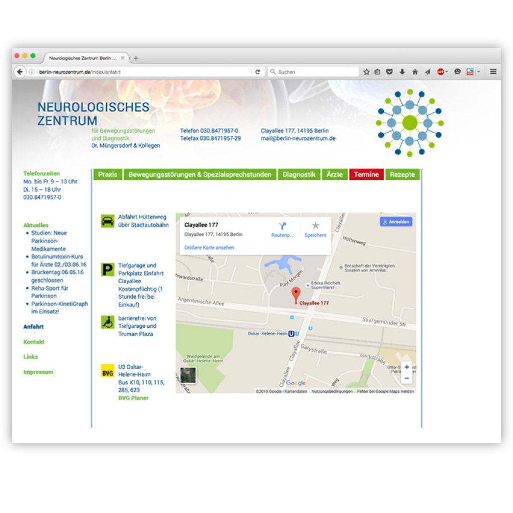 Homepage des Neurologischen Zentrums Berlin